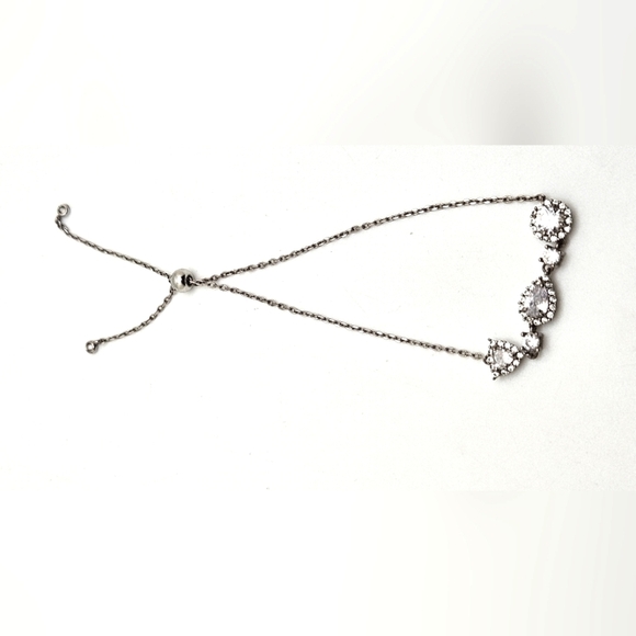 🟢3/$19🟢 Delicate Silver CZ Slider Bracelet Vintage Styled Retro - Picture 6 of 9